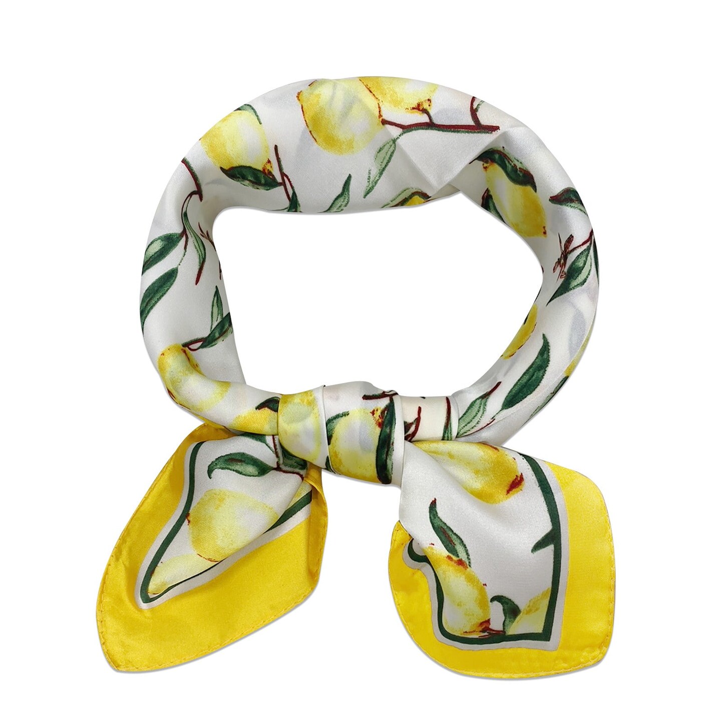 Wrapables Satin Neckerchief Square Scarf 26.5 x 26.5 Inches, Lemons