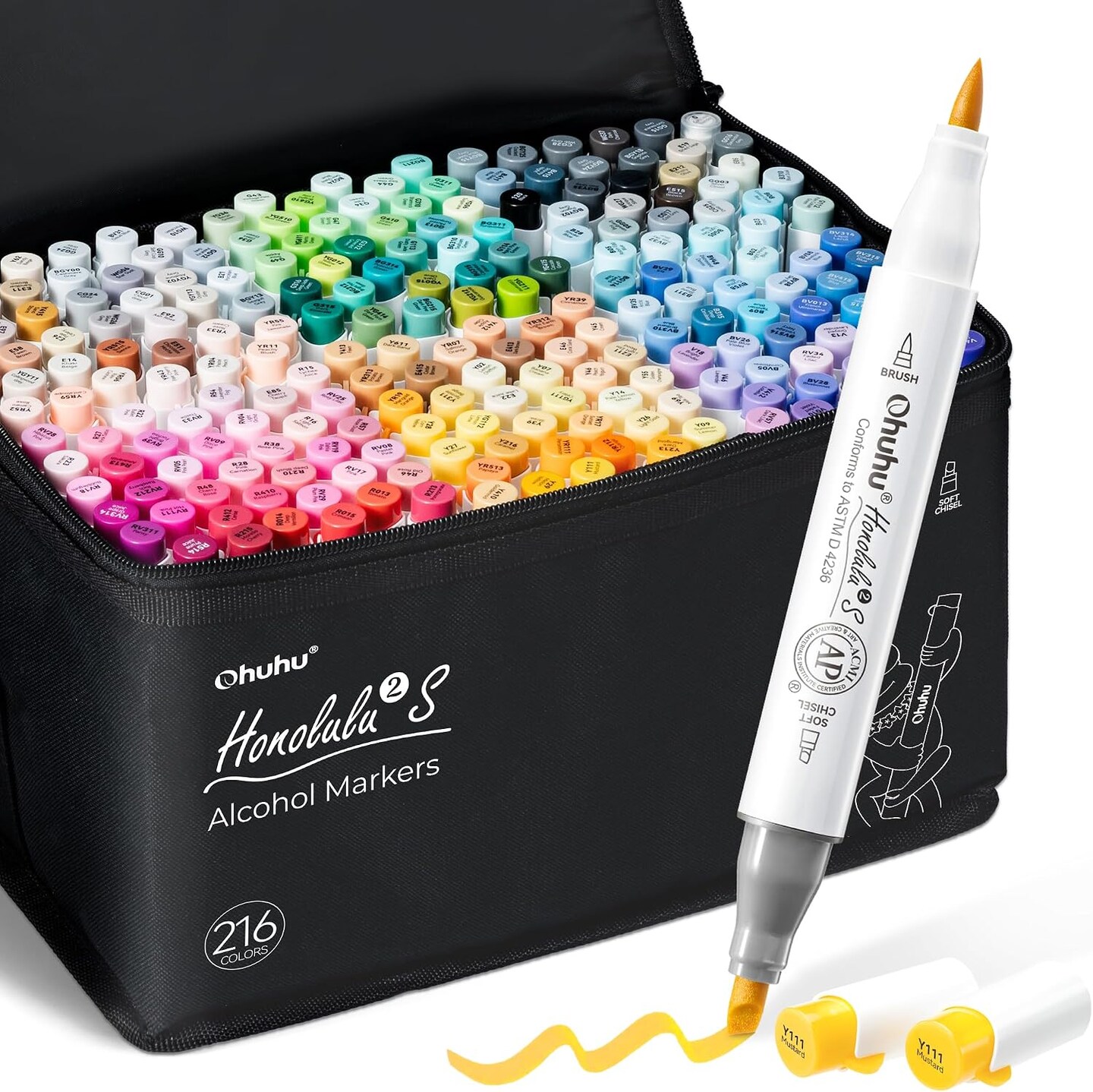 Michaels, Ohuhu Alcohol Markers 216 Colors Brush& Soft Chisel for Adult Cozy Coloring AP Certified Refillable Art Marker for Artists Beginners Drawing Illustration Sketching, Dual Tips Alcohol-based, Honolulu 2S – Category: Dual Tip Art Markers