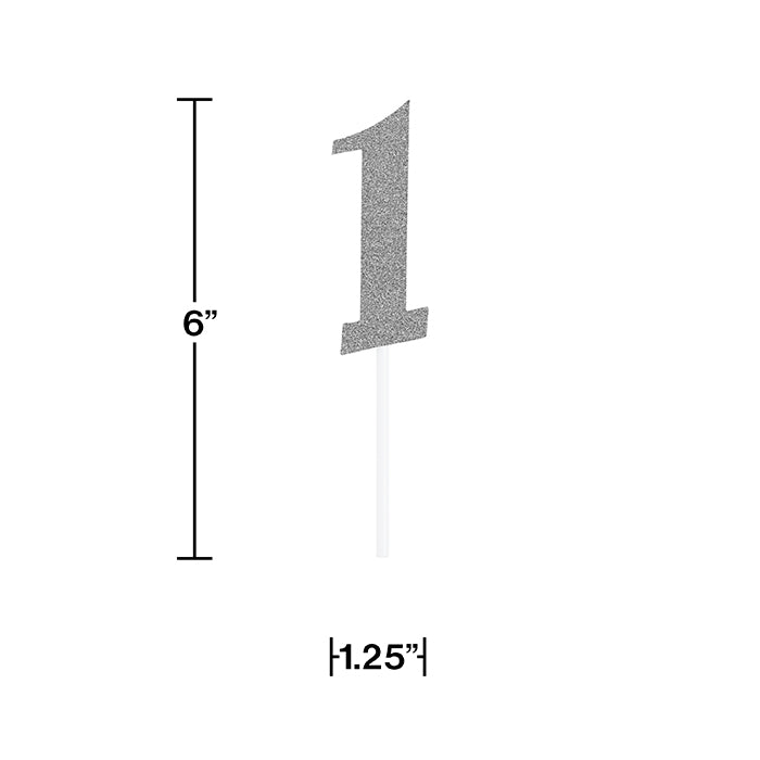 Silver Number One Cake Topper