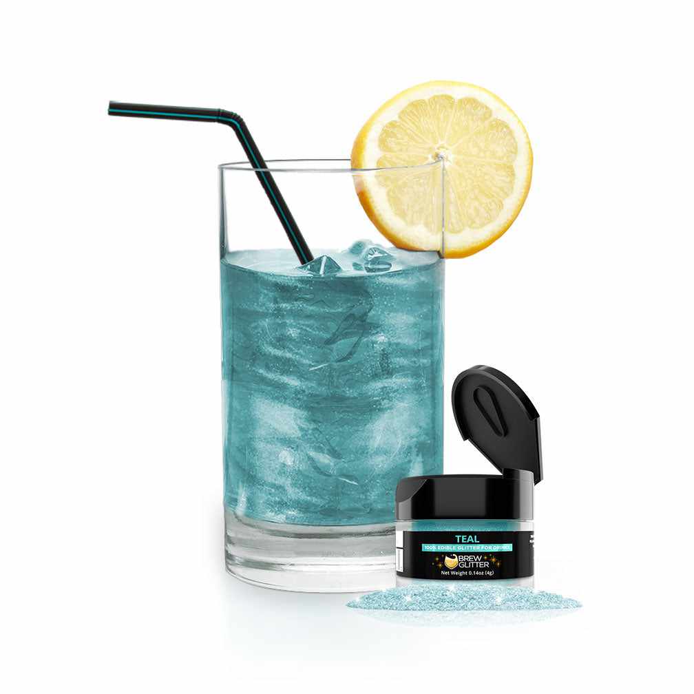 Brew Glitter - Teal Edible Drink Glitter (4g, x1 Flip-Cap Jar) for Beer, Cocktails and Beverages