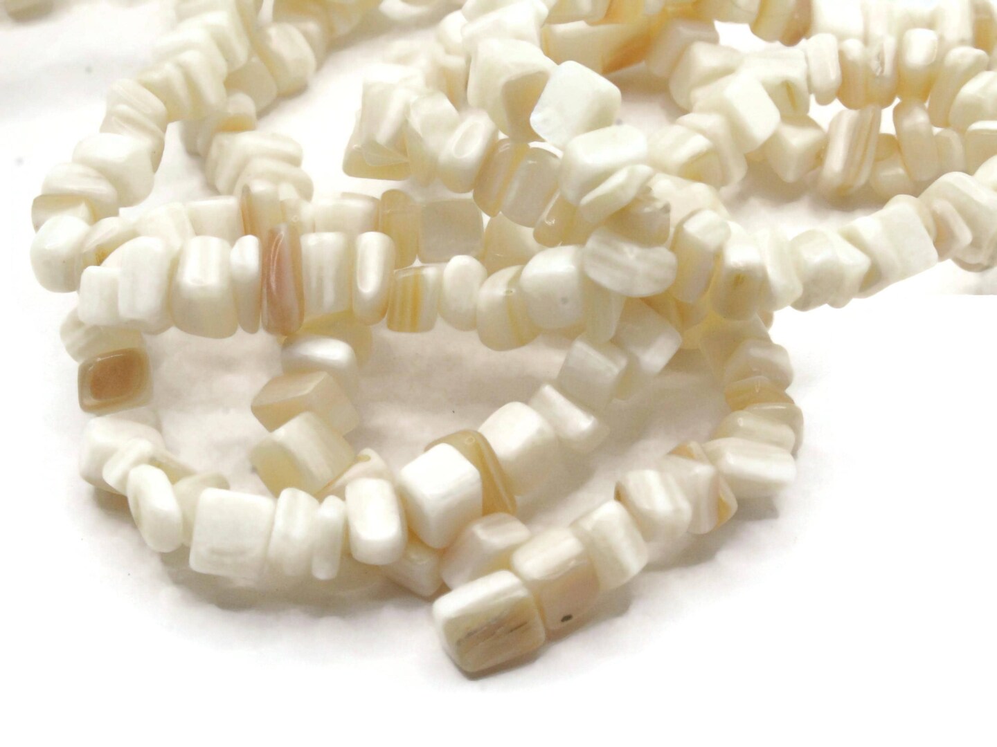 White Shell Bead Chips 36 Inch Strand Beads Dyed Natural Seashell Beads