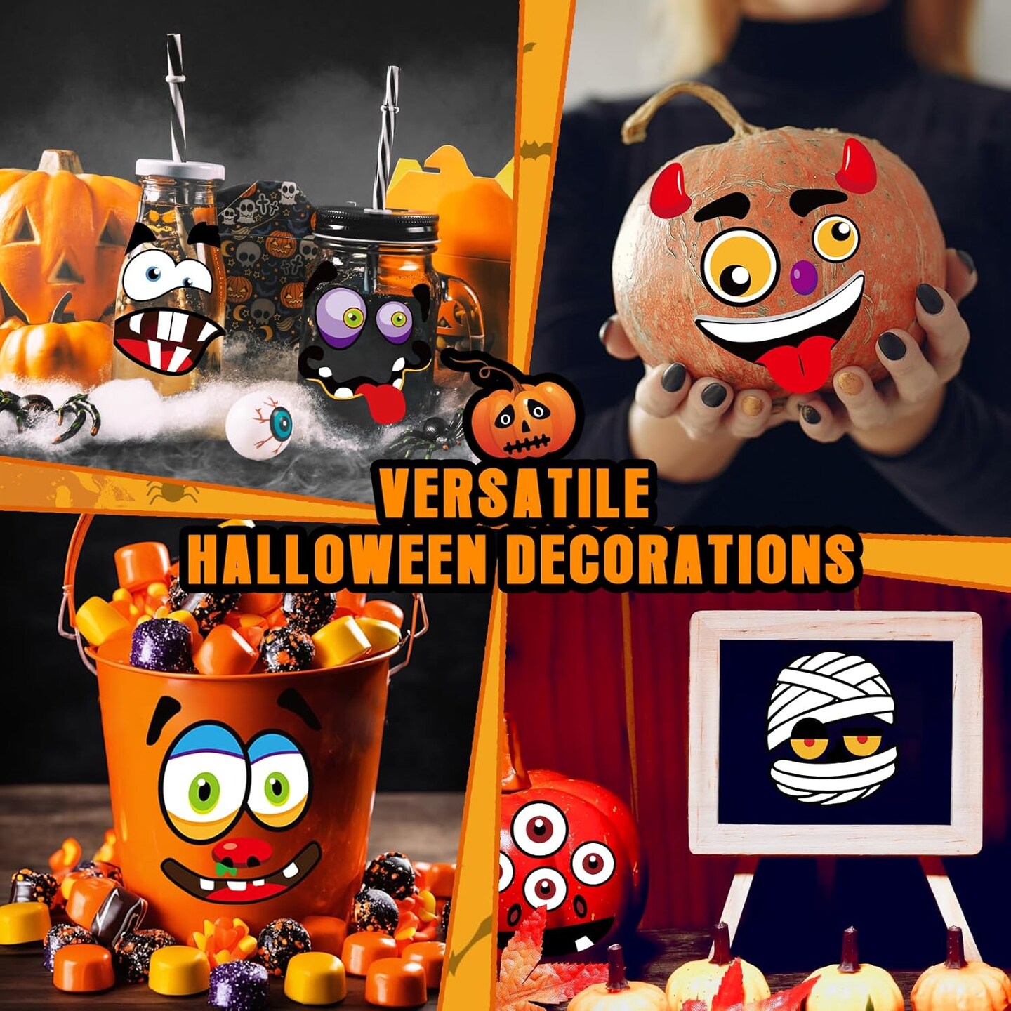 62 Faces Halloween Pumpkin Decorating Stickers