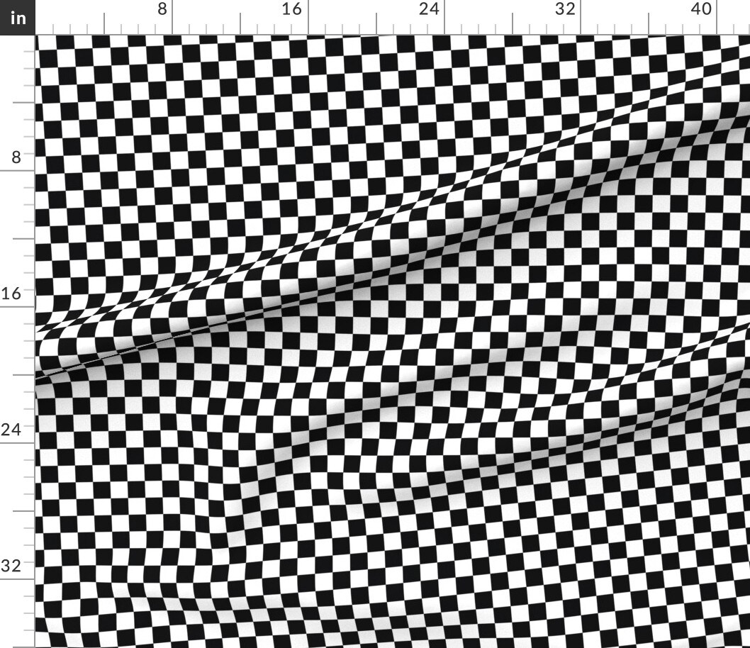 Inch Black White Checkered Geometric Squares Check Checkerboard Race Custom Printed Fabric by Spoonflower Various Fabrics by the Yard or Fat Quarter