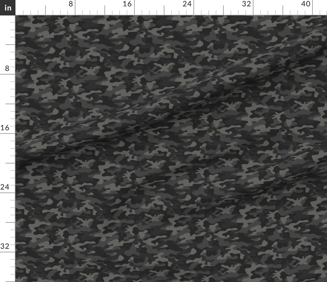 Camo Black Gray Camouflage Athletic Custom Printed Fabric by Spoonflower Various Fabrics by the Yard or Fat Quarter