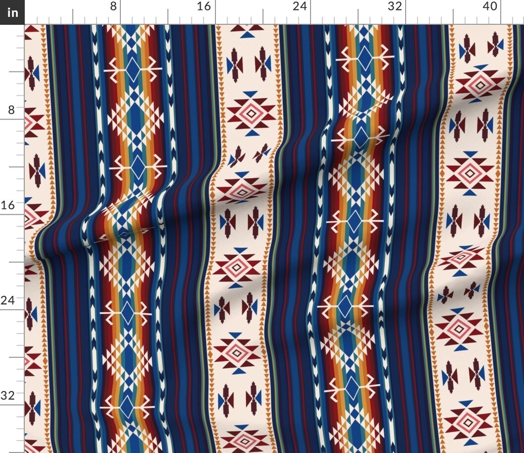 Western Bold Stripe Native American Geometric Southwest Ranch Diamond Cabin Custom Printed Fabric by Spoonflower Various Fabrics by the Yard or Fat Quarter