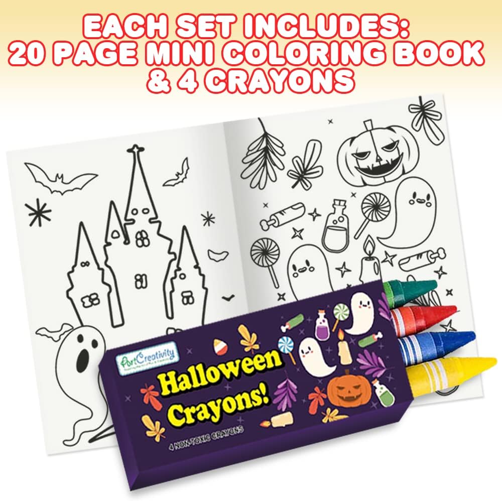 Bulk 24 Pack Halloween Mini Coloring Book Kit