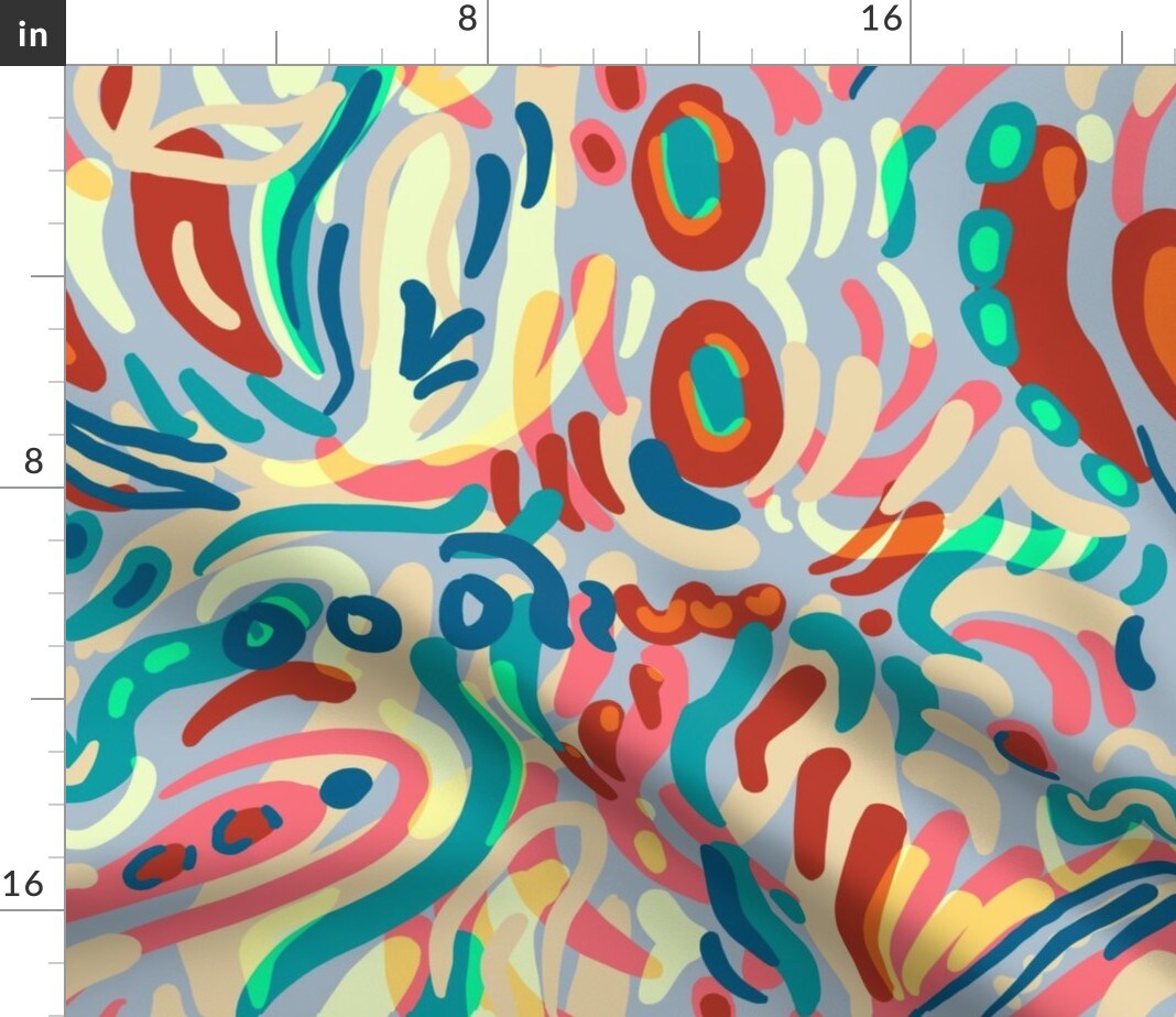 Abstract Strokes Blue Abstract Color Unique Sareka Colorful Novelty Brush Strokes Painterly Artistic Custom Printed Fabric by Spoonflower Various Fabrics by the Yard or Fat Quarter