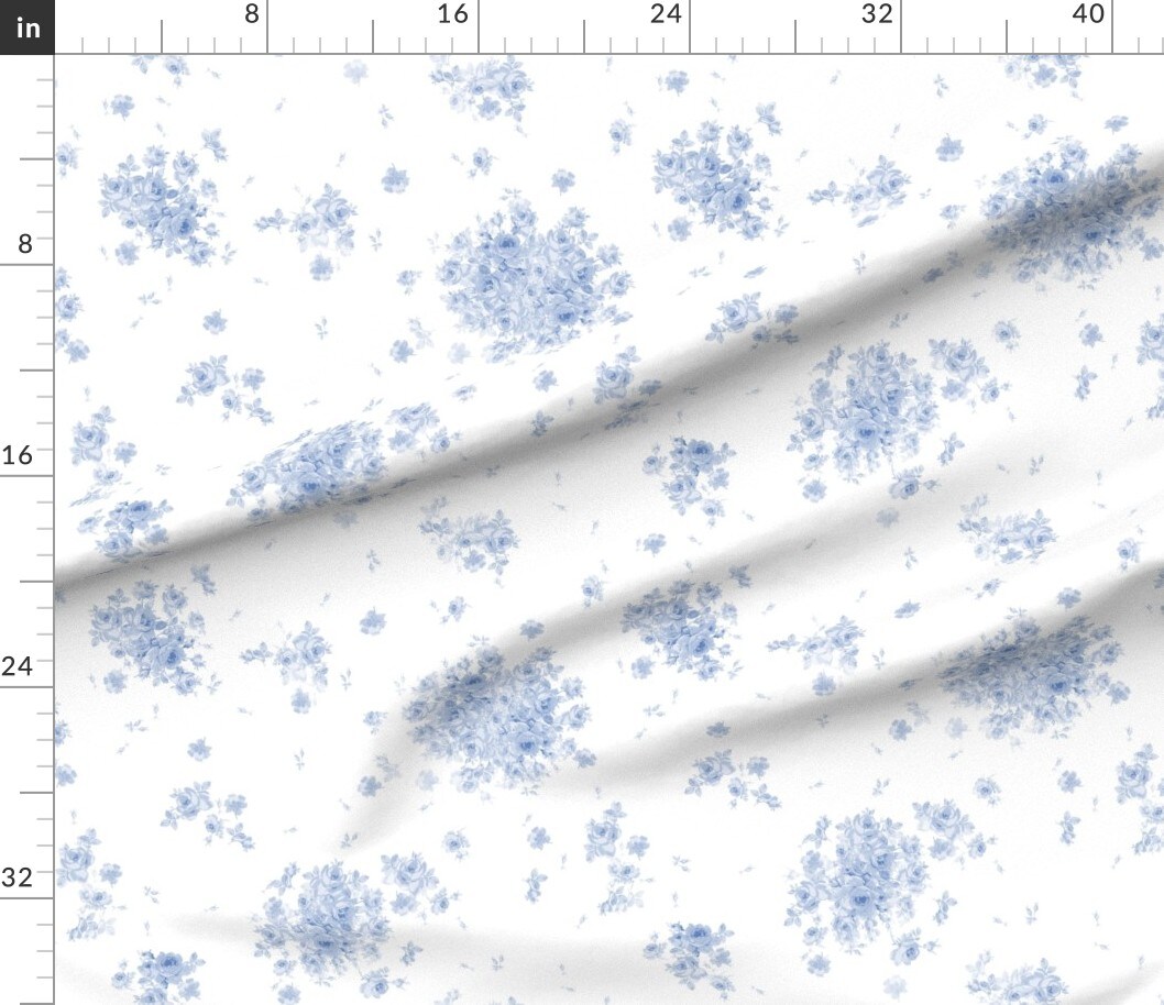 Various Fabrics by the Yard or Fat Quarter Blueberry Flowers Floral Romantic Swedish Blue White Cottage Custom Printed Fabric by Spoonflower