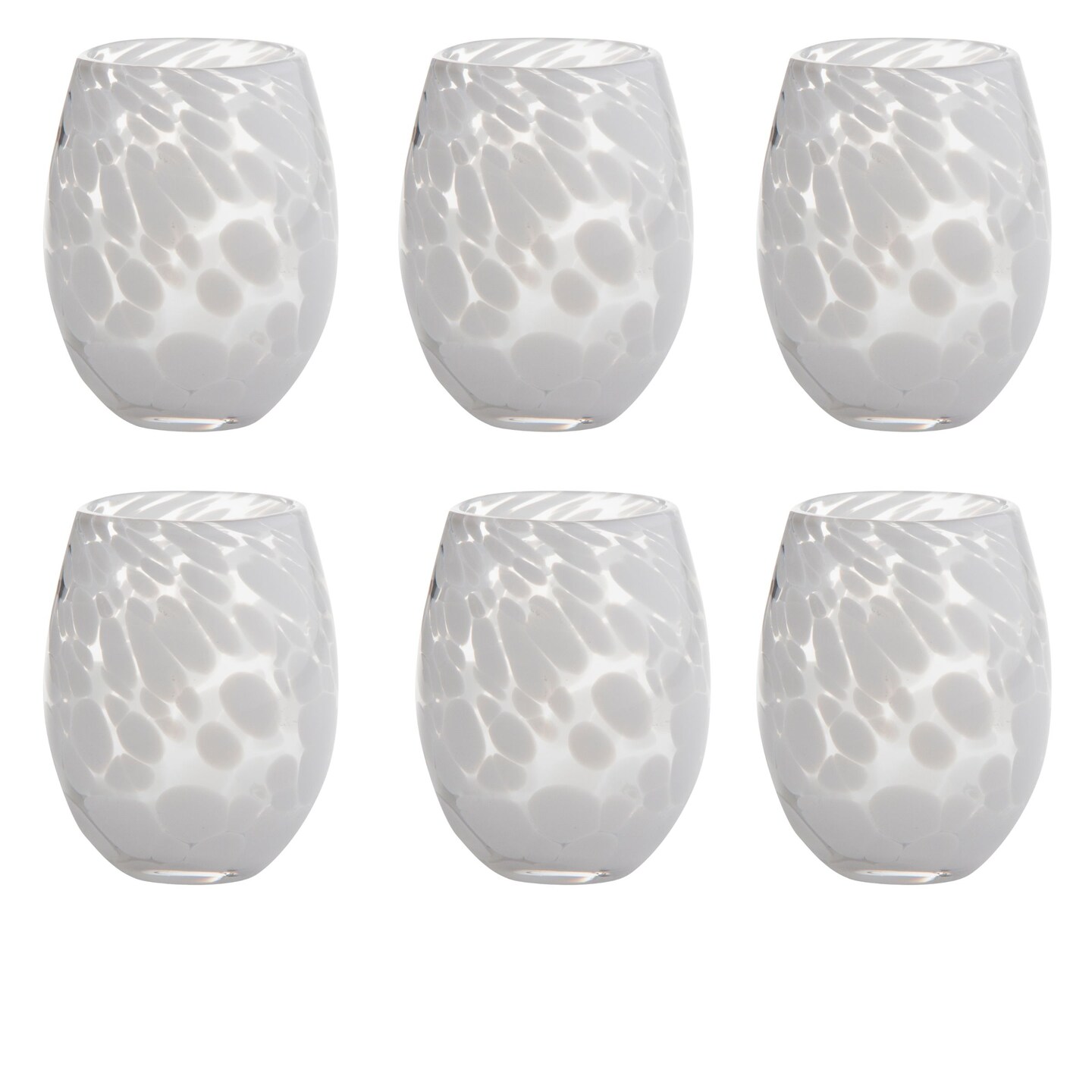 16 oz. Confetti Glass Stemless Drinkware White Dishwasher Safe Beverage Glassware  Set of 6, Color: White, Count: 6, Size: Stemless Wine Glass | Michaels