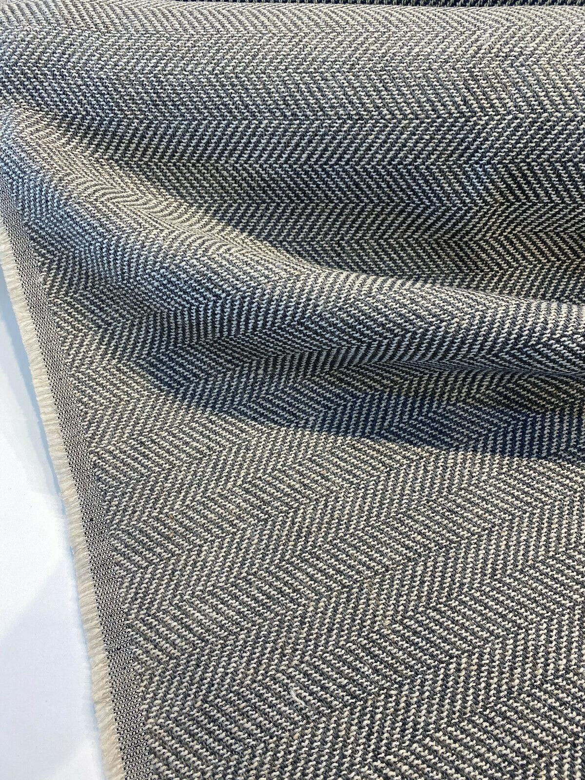 1 Yard Herringbone Gray Slate Backed Chenille Upholstery Fabric 56 inches width