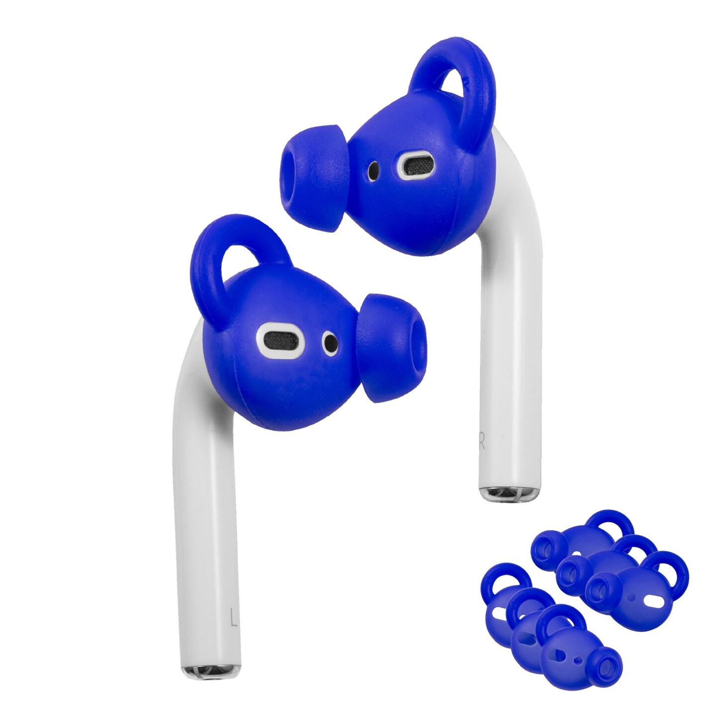 Insten 3 Pairs Ear Hooks Tips Compatible with AirPods 1 & 2 Earbuds, Anti-Lost EarHooks EarTips Accessories, Comfortable Soft Silicone Covers, with Storage Box (Not Fit in Charging Case) Blue