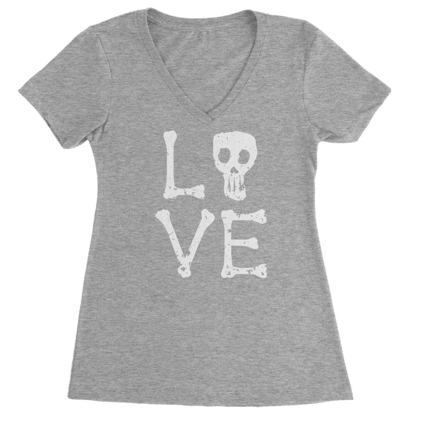 Love Skeleton Ladies V-Neck T-shirt, Halloween Shirt For Women