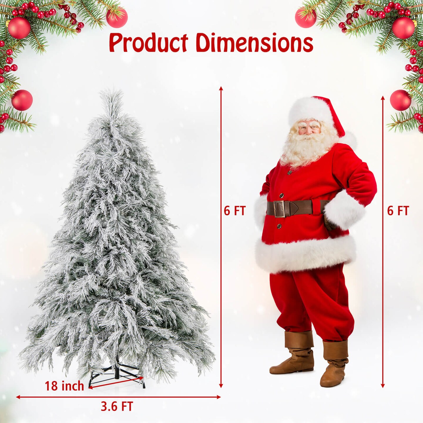 Costway 4.5/6/7 FT Pre-Lit Artificial Christmas Tree with 279/519/743 PVC &#x26; Pine Needles &#x26; PE Tips