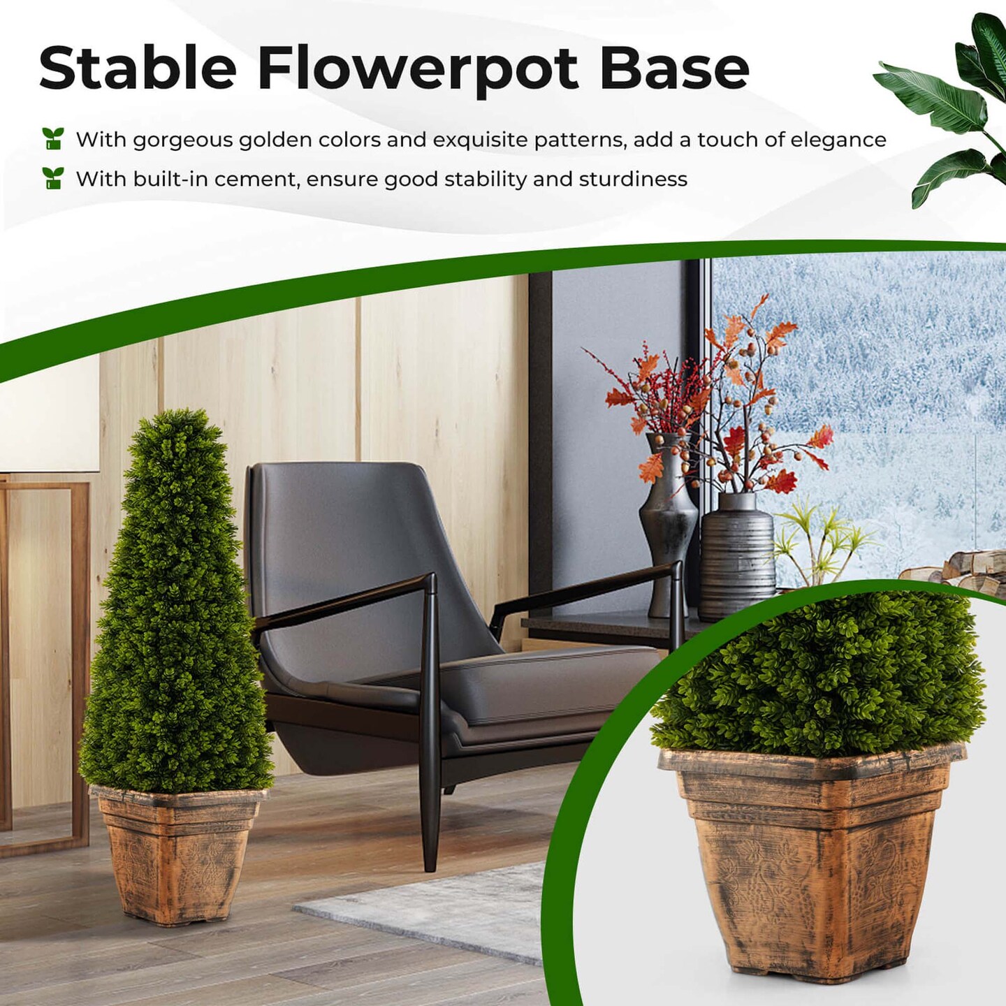 Costway 3 FT Artificial Boxwood Topiary Tree Potted Fake Tree Indoor &#x26; Outdoor Faux Tree