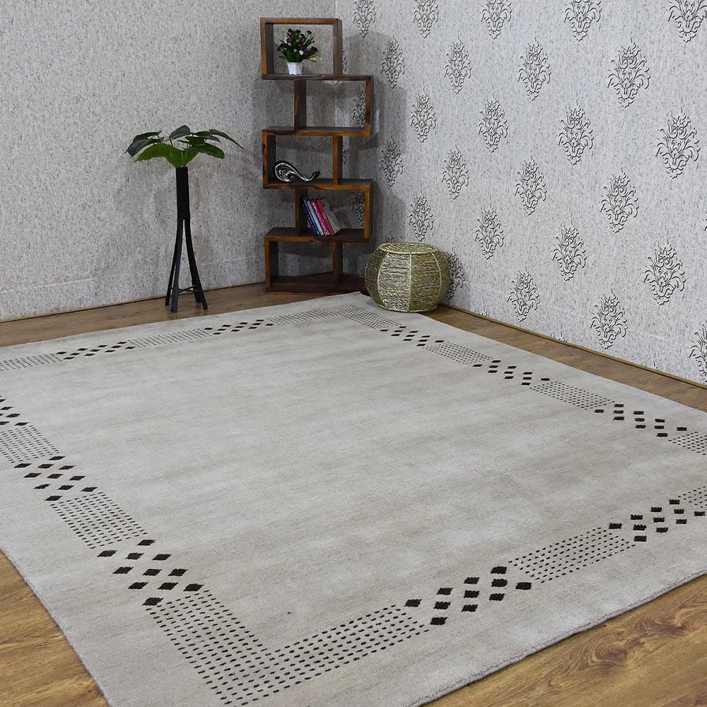 Rugsotic 8X10 Hand Knotted Wool Area Rug Contemporary Beige L00530