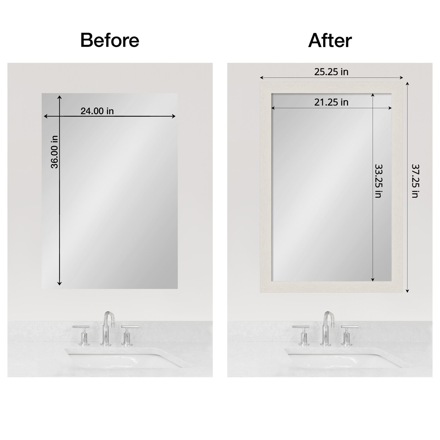 Amanti Art Mirror Makeover Bathroom Mirror Frame Border Kit - Fully Assembled Peel and Stick Frame - Mirror NOT Included - Rustic Plank Narrow Trim