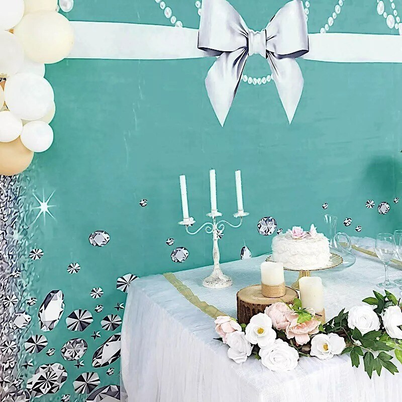 8 ft Diamond Bow Printed Vinyl Photo Backdrop Party Banner Events Decorations