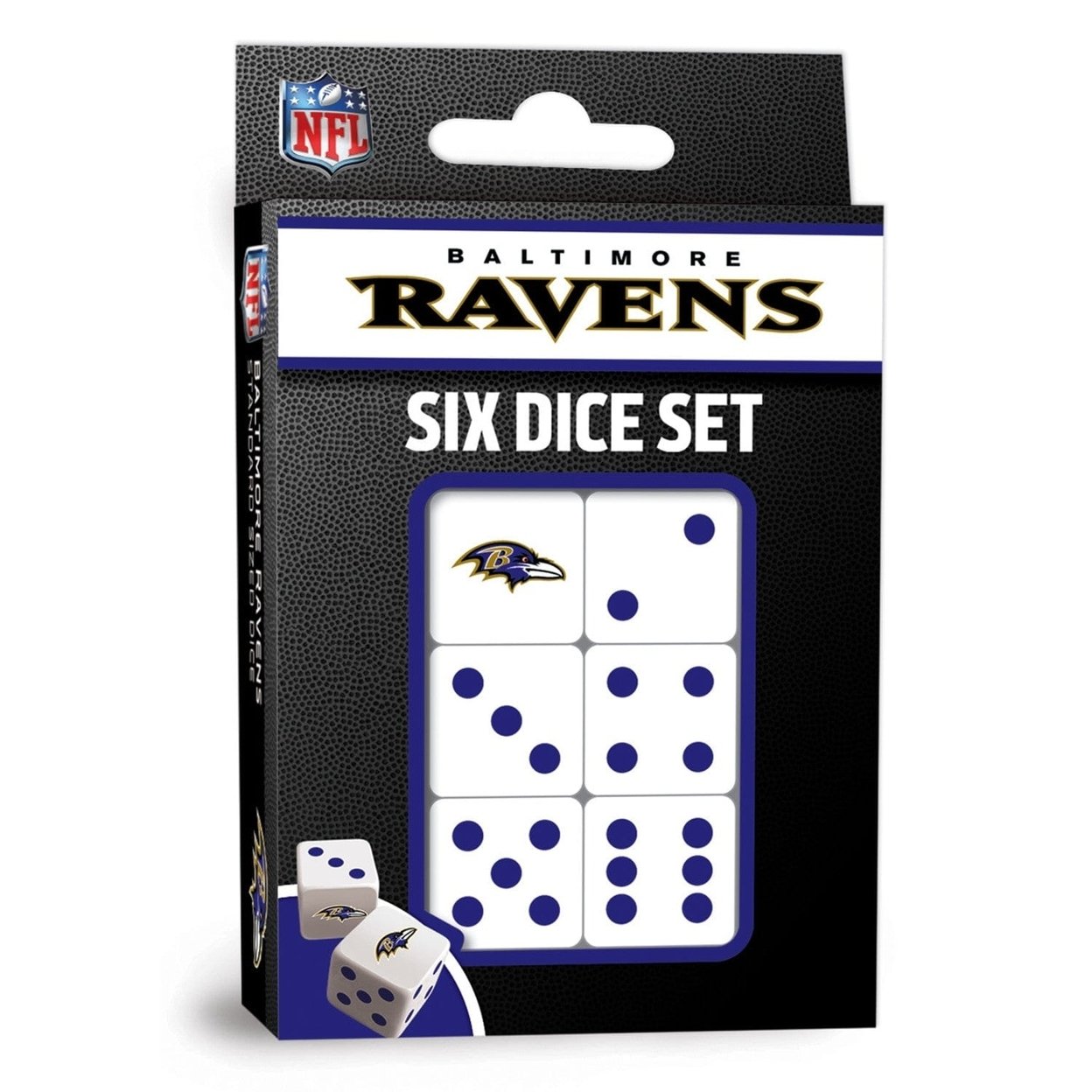 Baltimore Ravens Dice Set 6 Piece Gaming Dice D6 Officially Licensed 16Mm