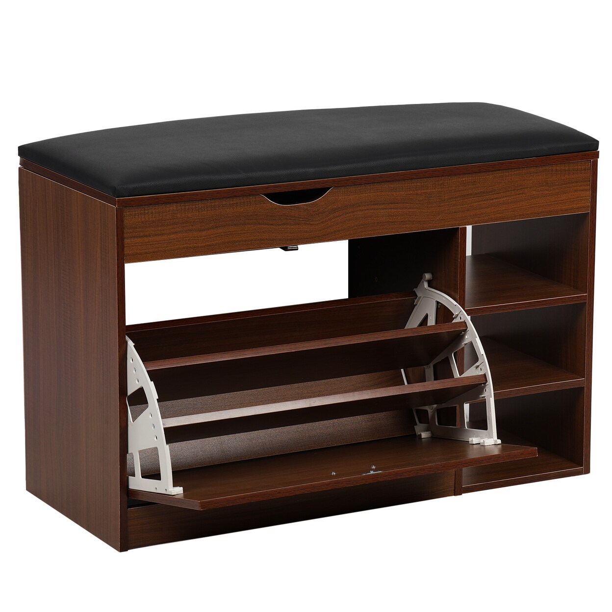 Storage Bench With Drawers And Padded Seat Cushion 3 Tiers Hallway Bench Shoe Cabinet Shoe Bench For Home