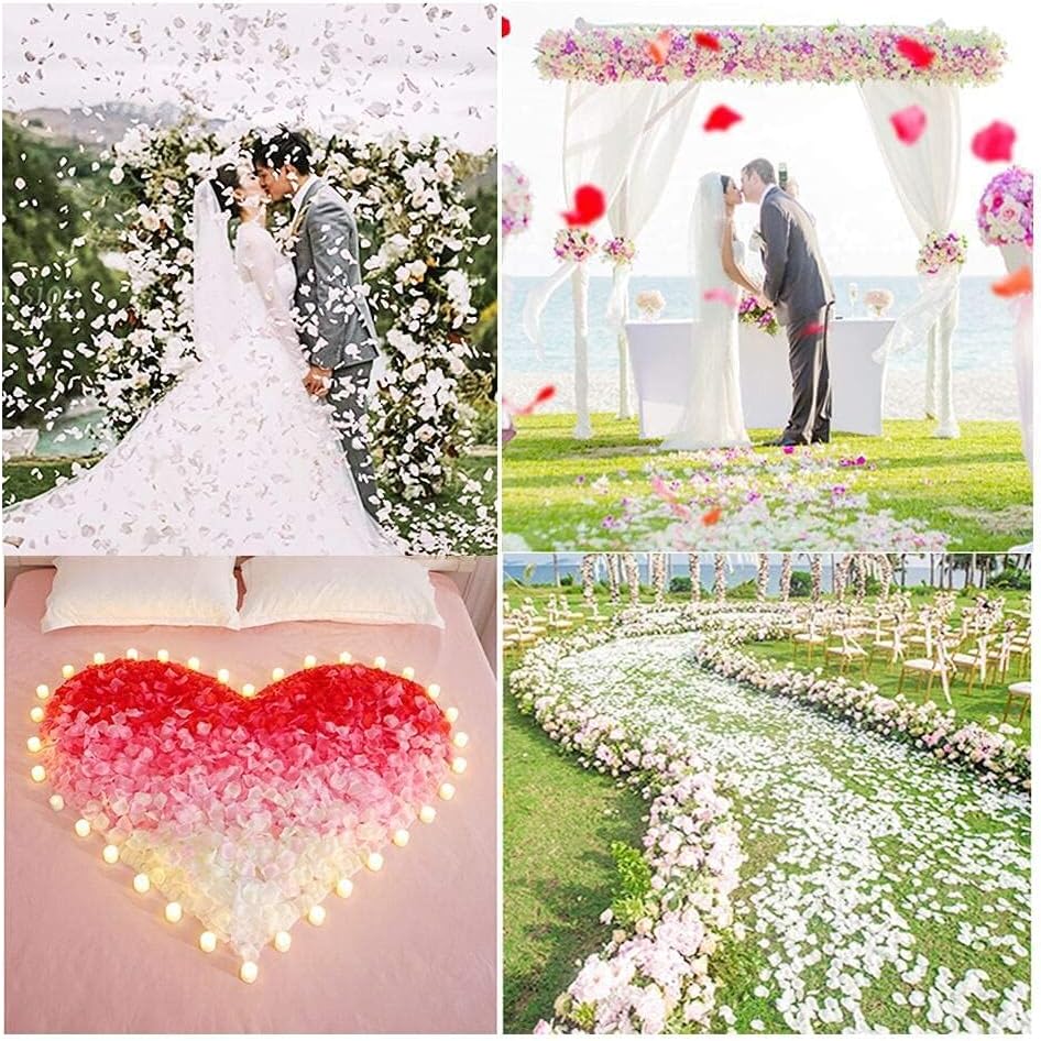 3000 pcs White Rose Flower Petals Artificial Flowers Silk Rose Petals Fake Rose Petals for Romantic Night Valentine &#x27; Day Wedding Party Flower Decorations
