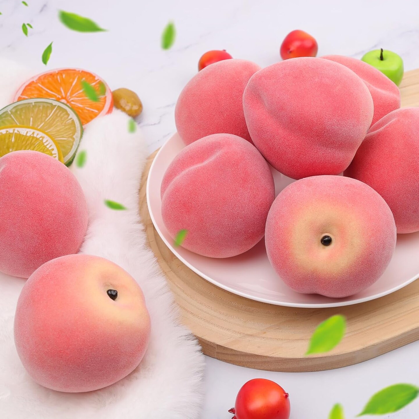 6pcs Artificial Peach Fake Fruit