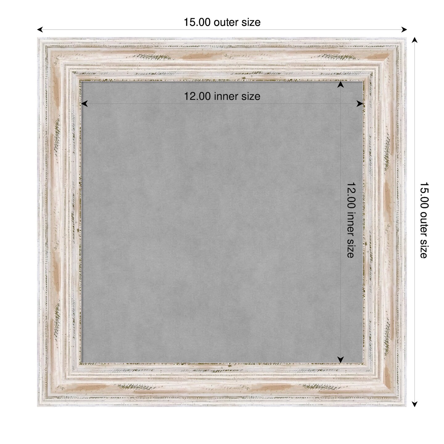 Alexandria White Wash Narrow Wood Framed Magnetic Board