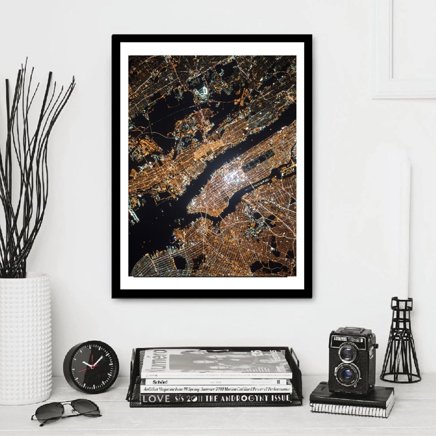 New York City night skyline framed Art NYC