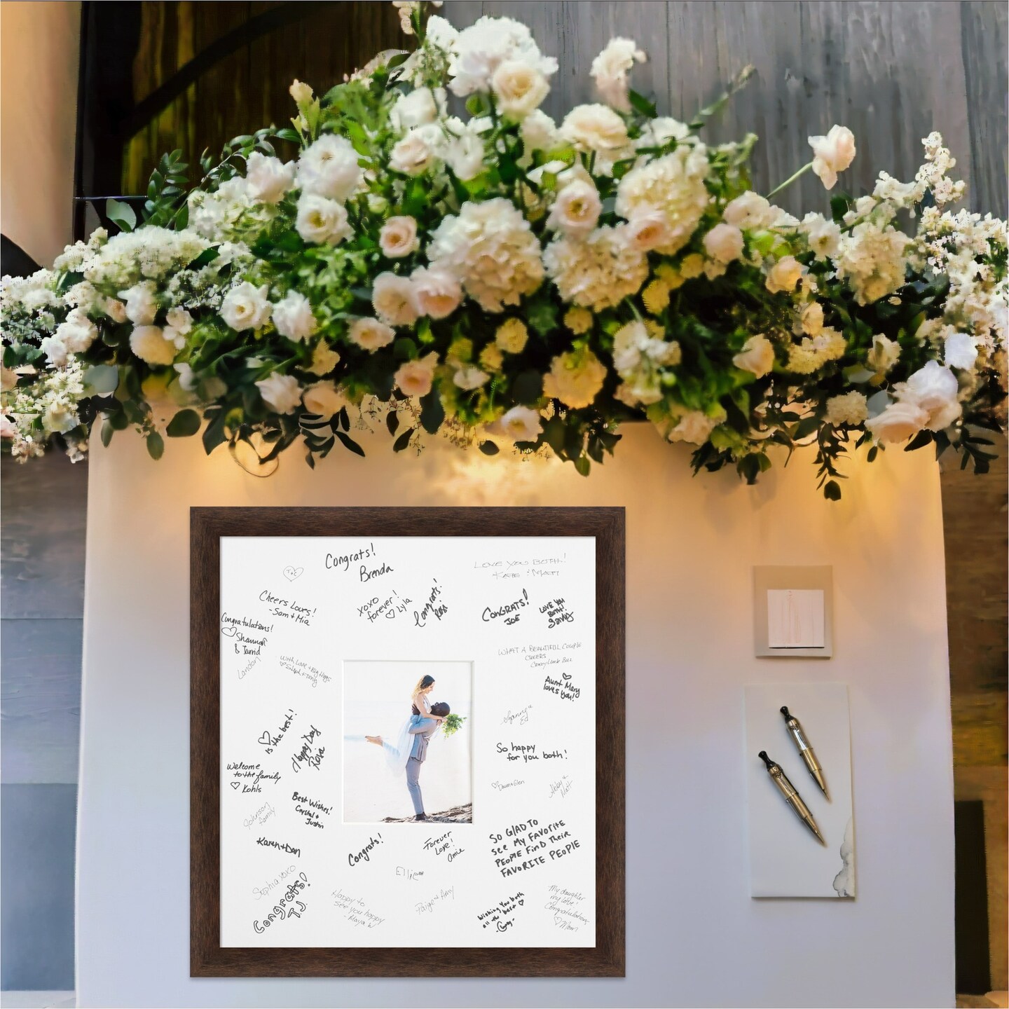 Warm Signature Mat Picture Frame, Photo Frame Wedding Guest Book Alternative, Autograph Picture Mat for Signature Board, Wedding Celebrations Graduations Support Encouragement or Retirement