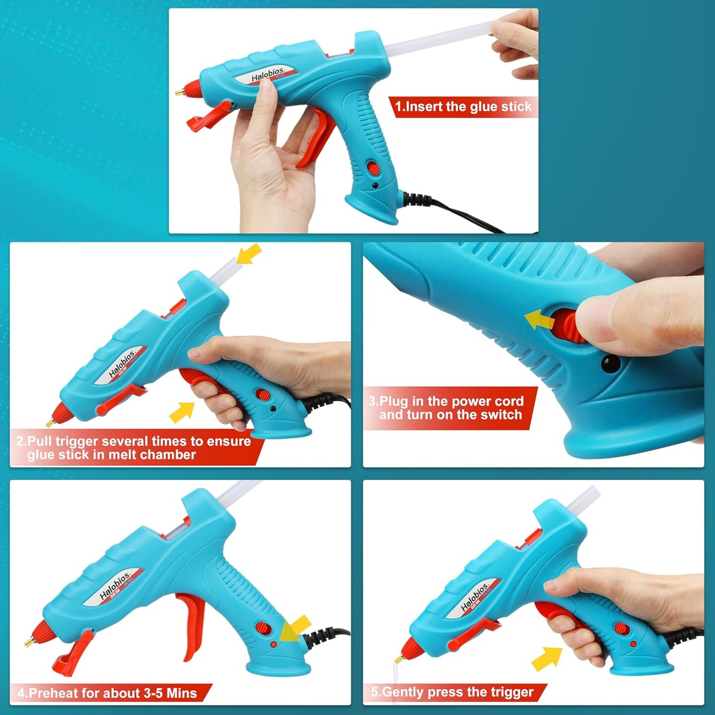 40W Glue Gun,Hot Glue Gun with 30 Glue Sticks Glue Gun and Sticks Set, Hot Glue Gun for Home Repair Crafting DIY Arts