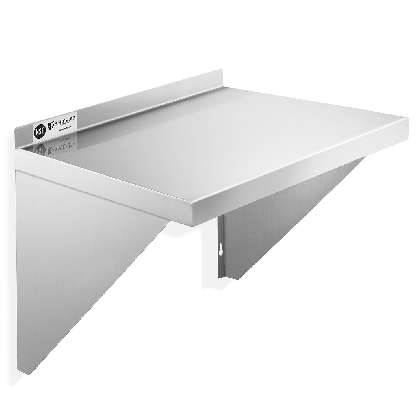 KUTLER Stainless Steel Shelf, NSF Commercial Wall Mount Shelves with Backsplash, Floating Metal Shelving for Restaurant, Kitchen, Home, Garage
