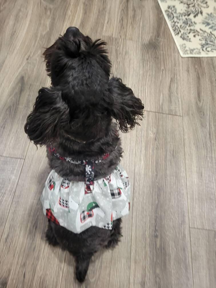Christmas Dog Harness Dress | Skirted halter | Dog Dress halter leash  Winter | Snowflake | Scottie Dogs | Holiday print dress | MakerPlace by  Michaels