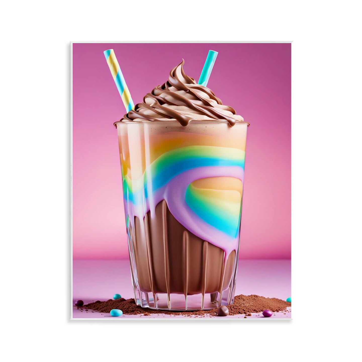 Stupell Industries Rainbow Hued Milkshake Wall Plaque Design by Tabz Jones