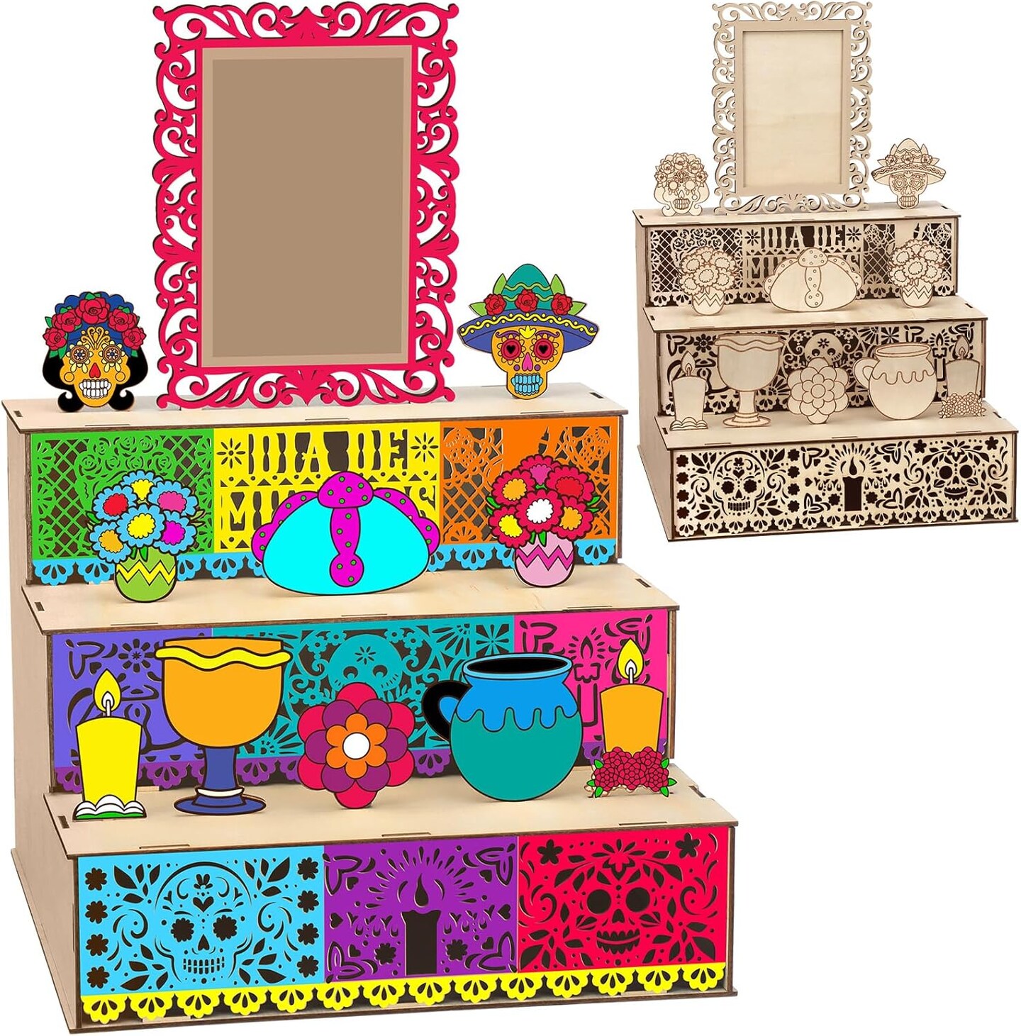 Dia De Los Muertos Decoration Dia De Los Muertos Ofrenda Altar Kit (Wood Color)