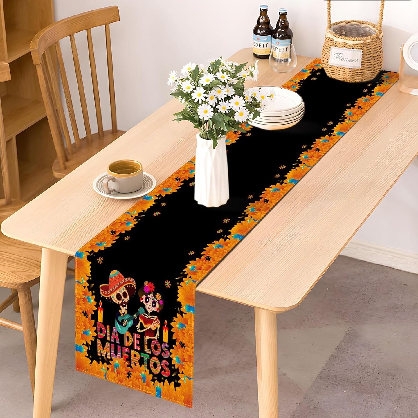 Mexican Day of The Dead Table Runner (Multi-color)