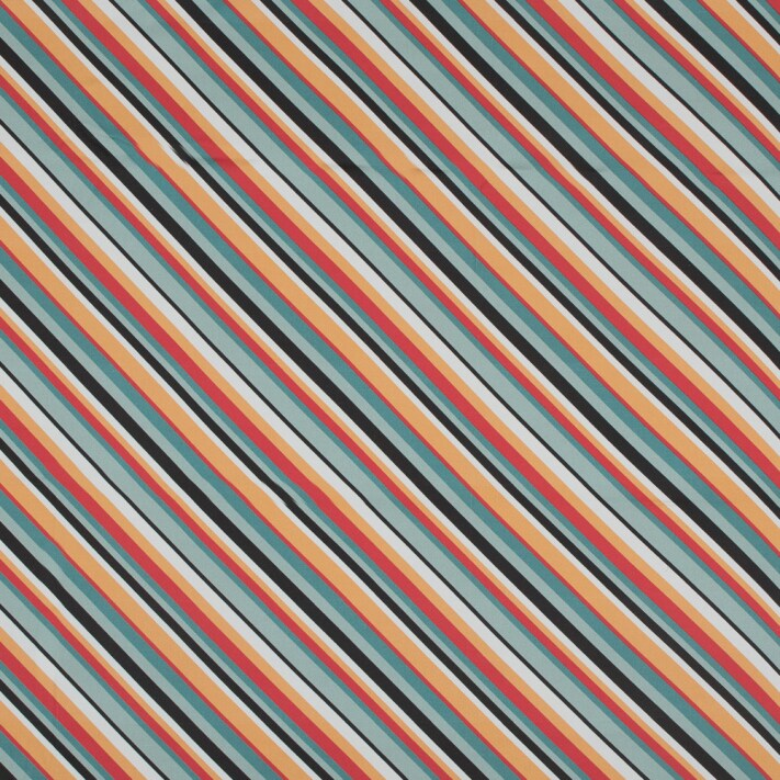 1 Yard Orange and Blue Diagonal Stripe Stretch Cotton Sateen Fabric