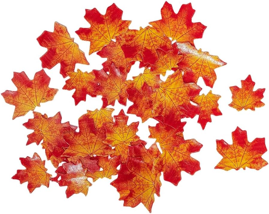 Edible Fall leaves Gold 90pcs Cupcake Toppers Autumn Maple Leaves (Gold Fall leaves90&#xFF08;2&#xFF09;)
