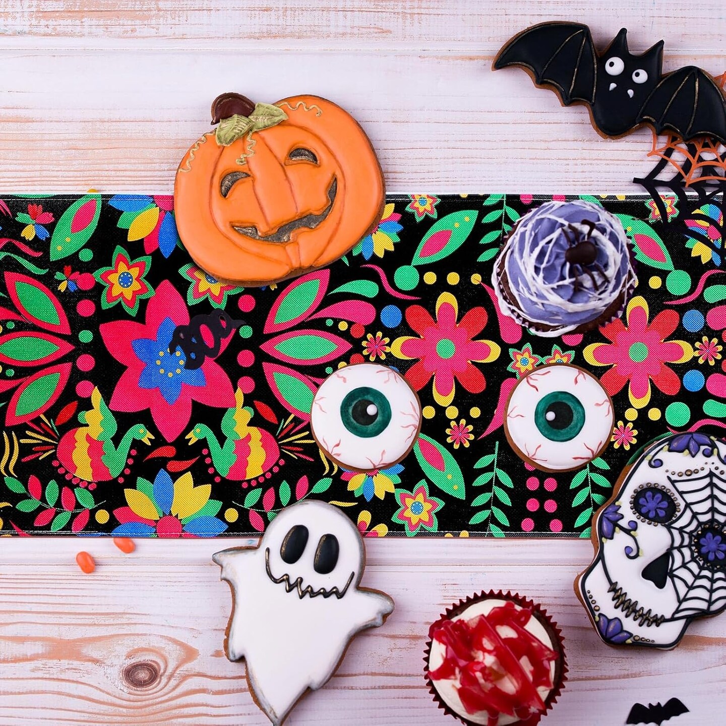 2 Pieces Day of The Dead Table Runner