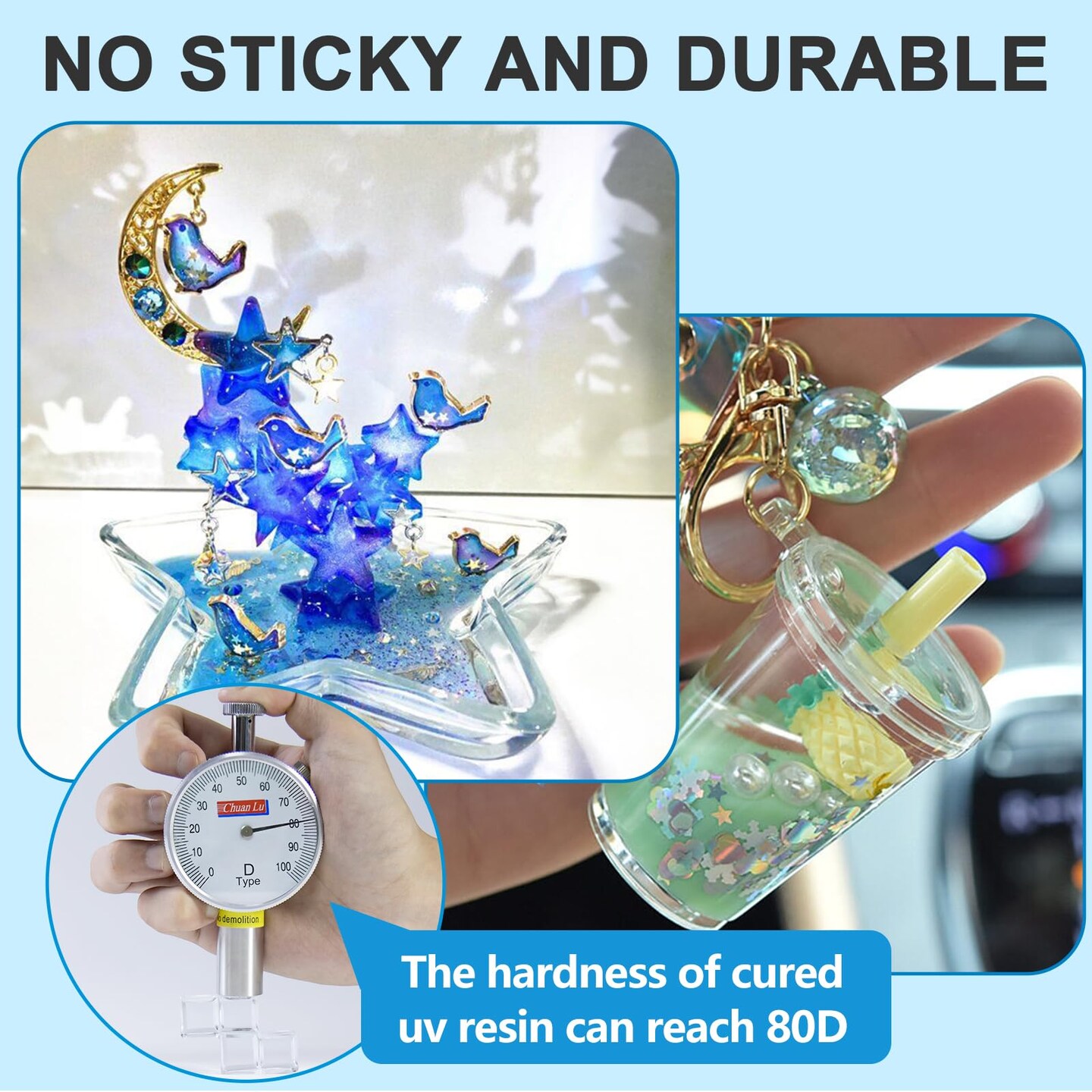 UV Resin, 1000g High Gloss Clear Solar Cure Sunlight Activated Glue Hard UV Resin Kit for Jewelry Making, Casting, Coating & DIY Crafts