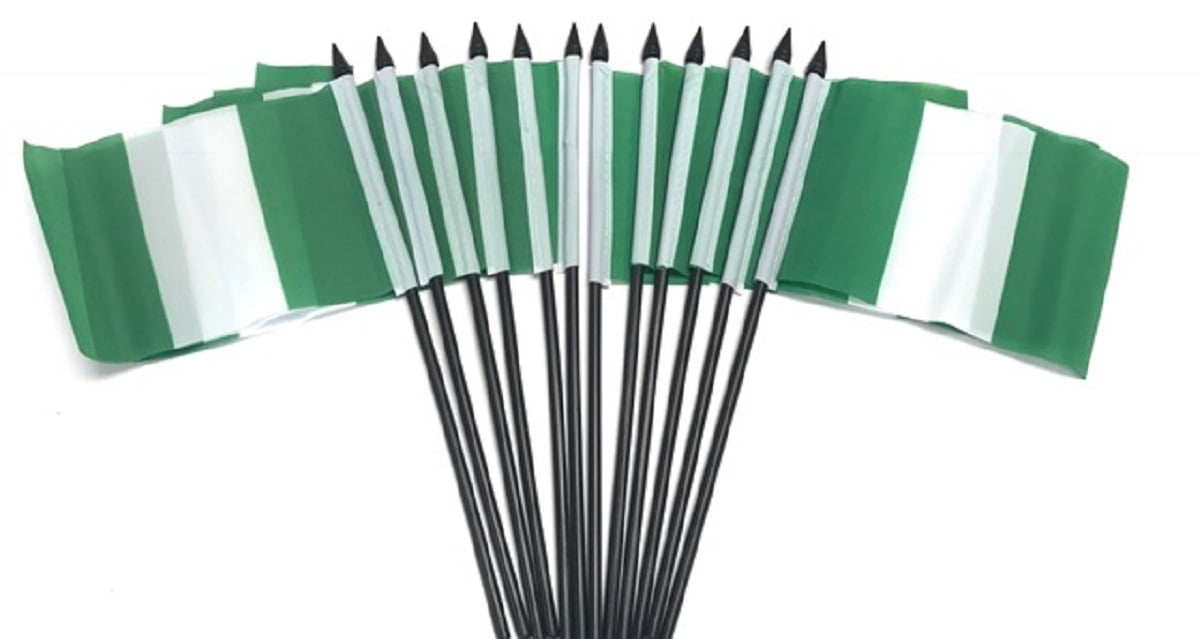 Pack of 12 Nigeria Mini Flags – 4"x6" Polyester Desk & Hand Waving Set