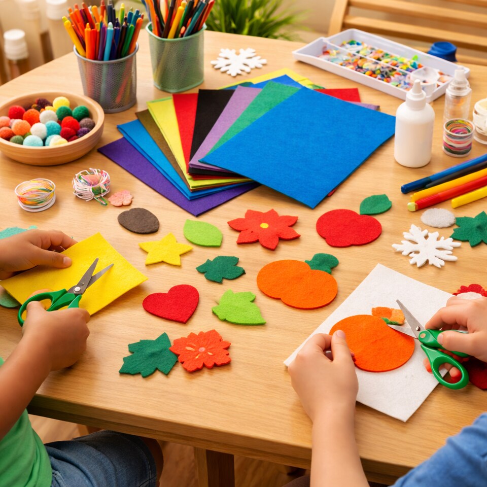 Stiffened Felt Sheets 12" x 18" – Assorted Colors, Durable Craft Felt for Classroom & DIY Projects