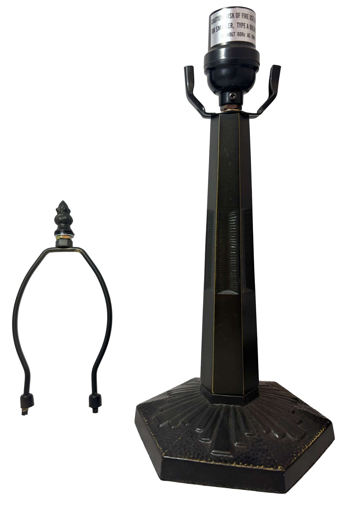 Baroque Metal Lamp Base, Antique Bronze Finish With Gold Highlights, Nicely Weighted, 16.5&#x22; Tall
