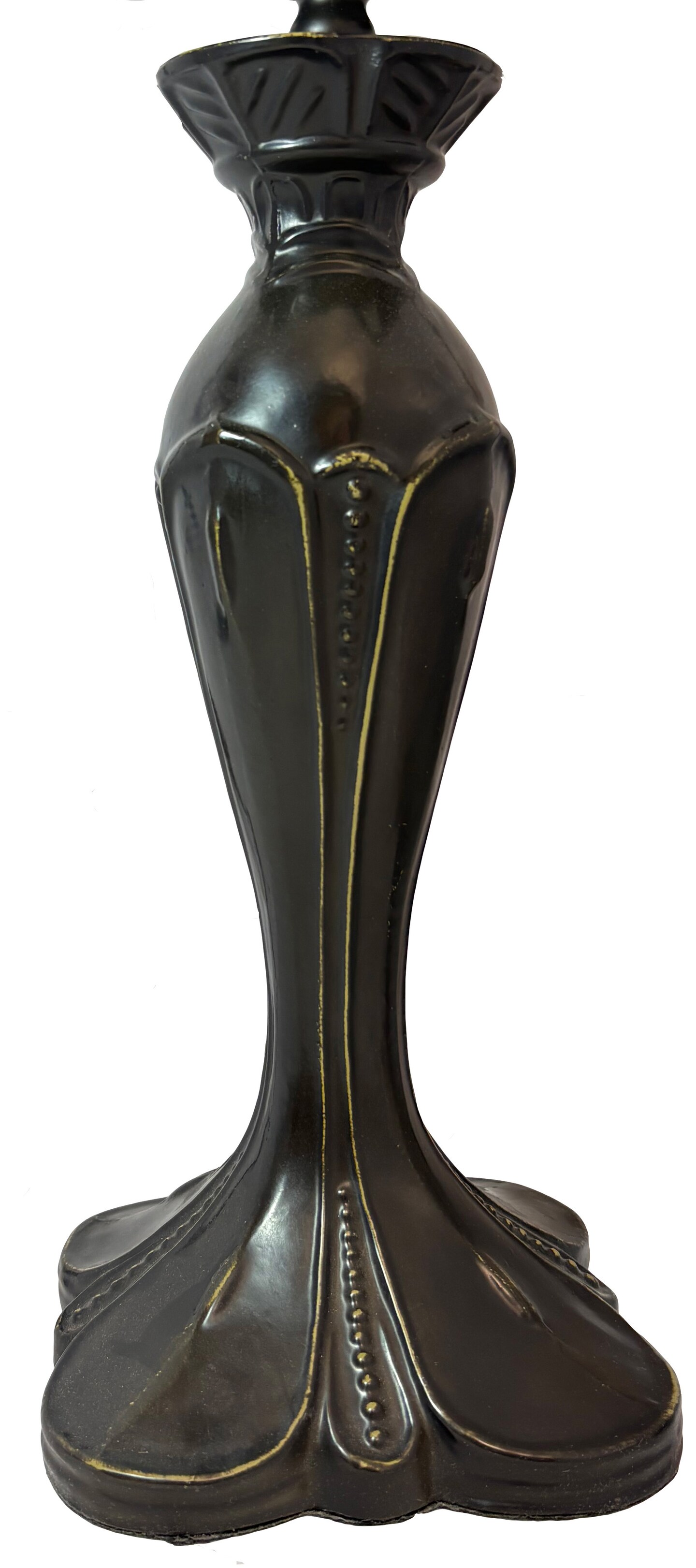 Tulip Metal Lamp Base, Dark Bronze Finish With Gold Highlights, Nicely Weighted, 20.5" Tall