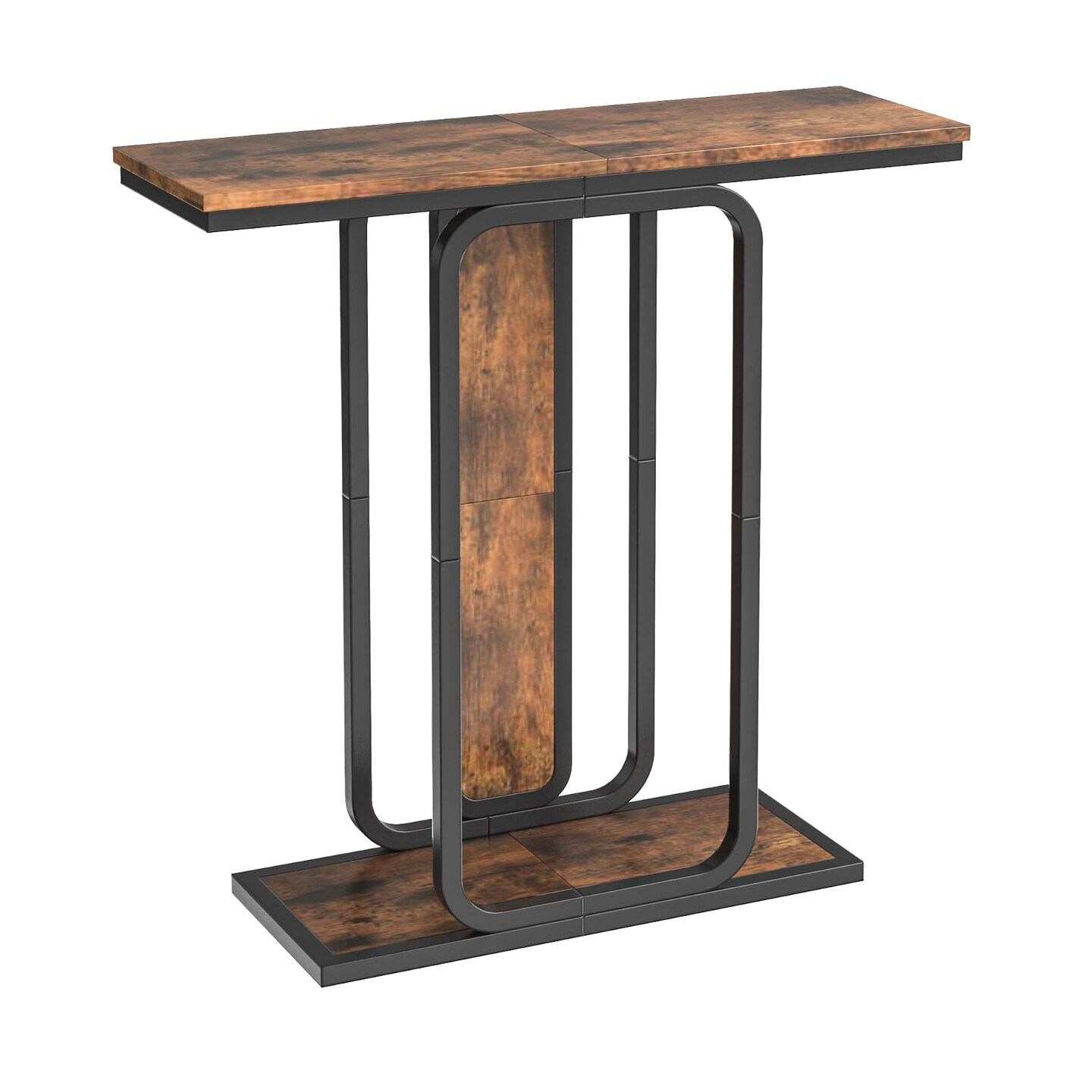 Industrial Narrow Accent Table with Sturdy Metal Frame, Rustic Entryway Table