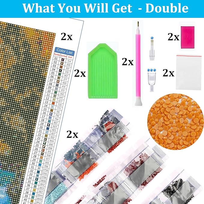 2 Pack Diamond Art Kits for Adults, Mountains Diamond Painting Kits Flowers, Large Size Diamond Art Kits for Adults Nature Scenery 16x28inch Home Wall Decor