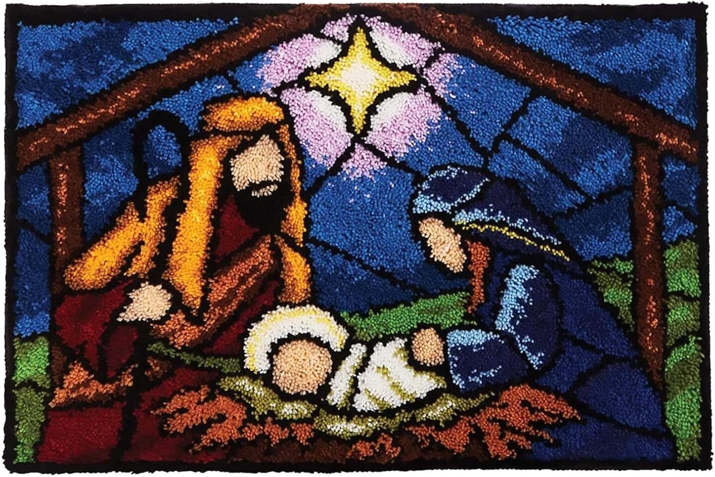 Latch Hook Rug Kit – 3D Pattern Printed Canvas Crochet Needlework DIY Craft for Adults & Beginners, 20.4" x 15" (52x38cm) – Handmade Home Decor Rug