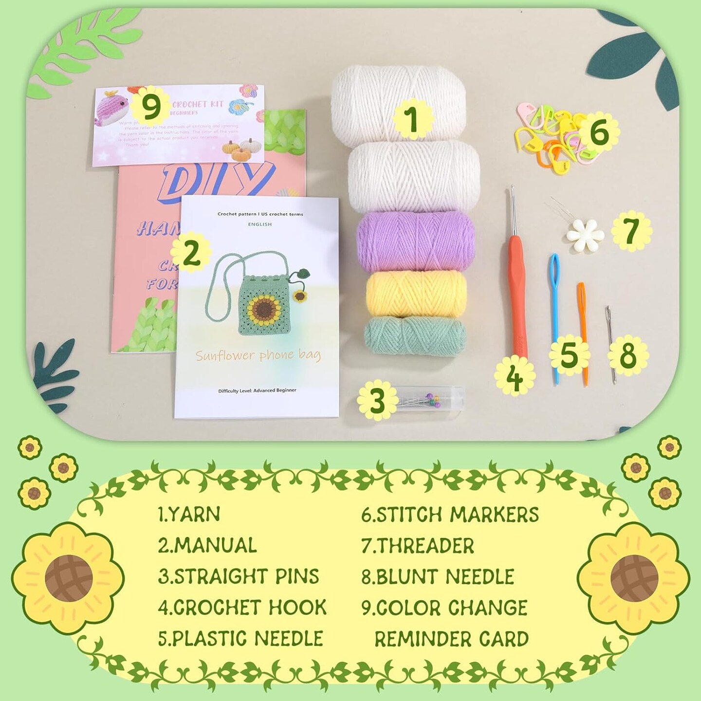 Crochet Kit for Beginners Phone Bag Beginners Crochet Kit, Crochet Craft Starters Kits for Adults with Easy Step-by-Step Video Tutorials