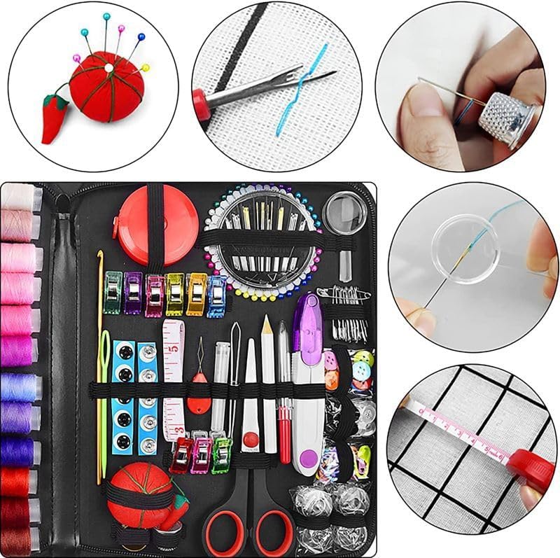 Sewing kit, 229 pcs Sewing Thread Accessories, Friendly for Beginner