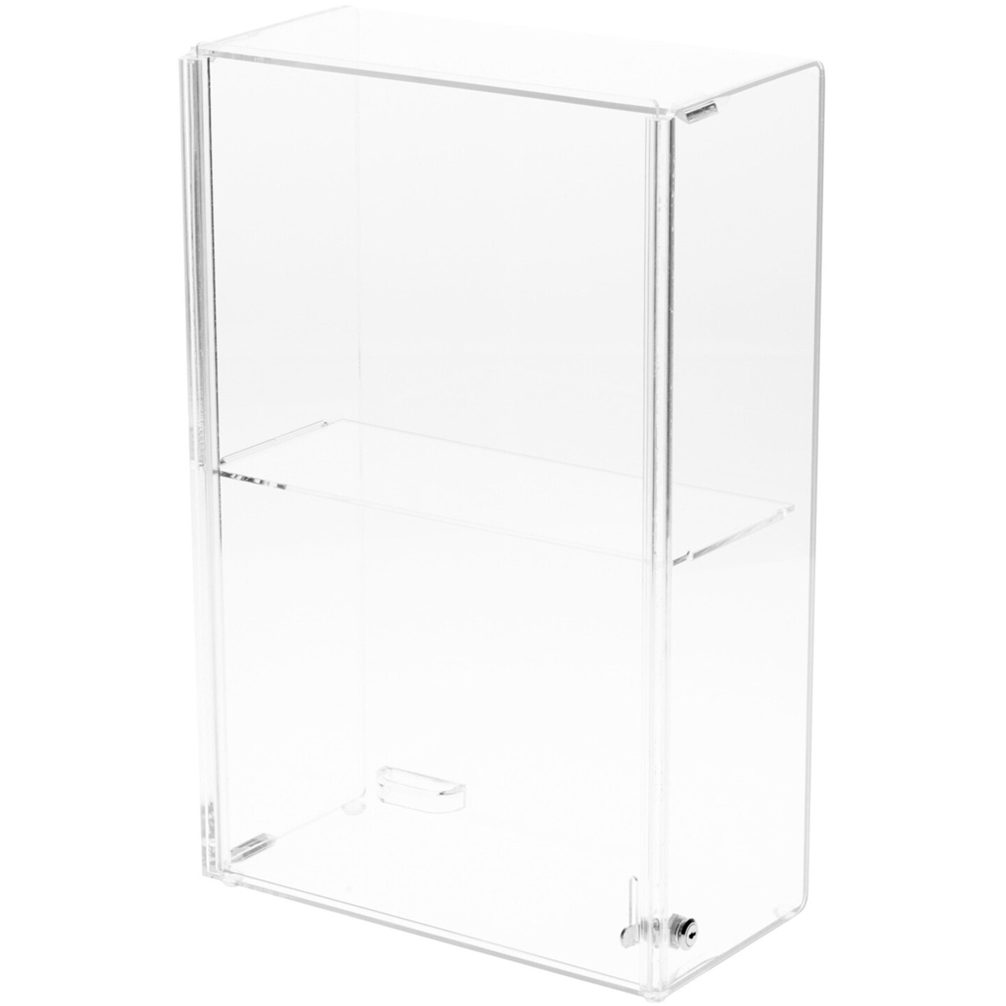 Plymor Clear Acrylic Locking Display Case with Sliding Back, 1 Shelf