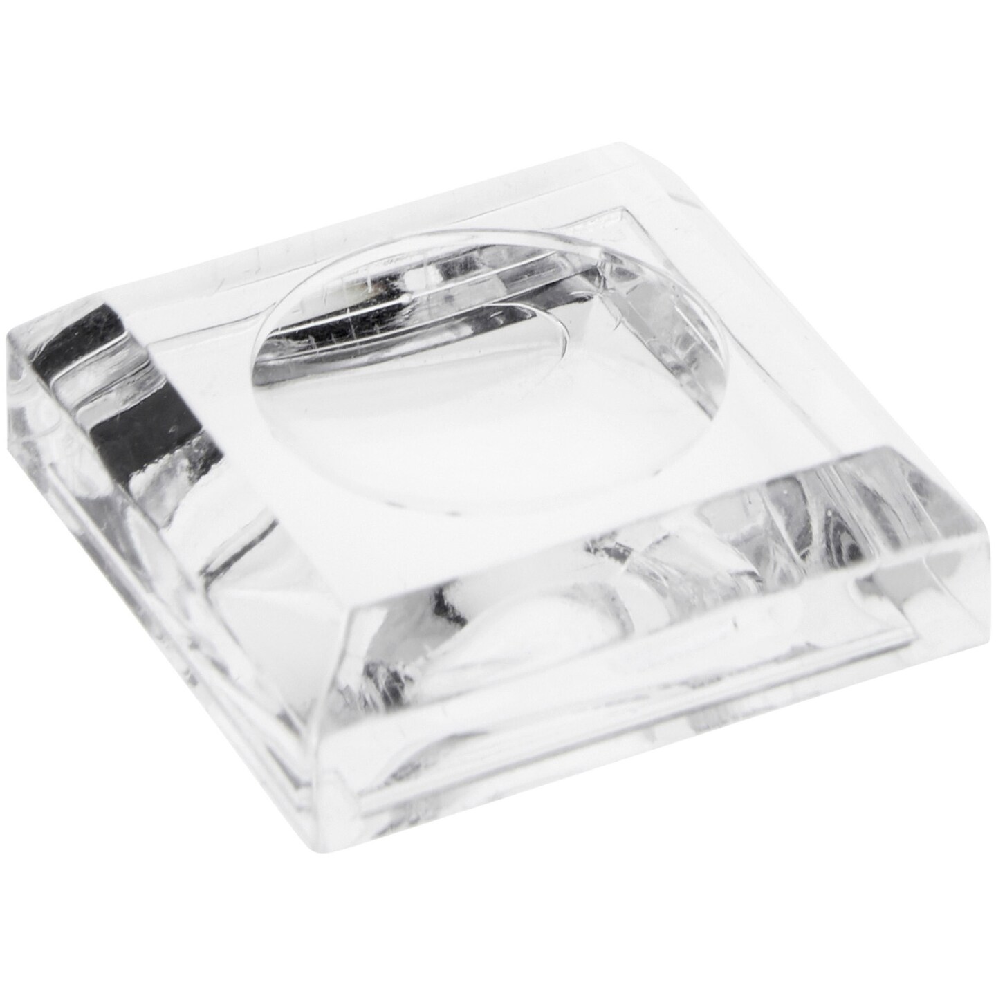 Plymor Clear Acrylic Square Display Base with Indented Circle to Hold Egg, Marble, Ball or Sphere, 0.875" W x 0.875" D x 0.25" H (0.5" Circle)