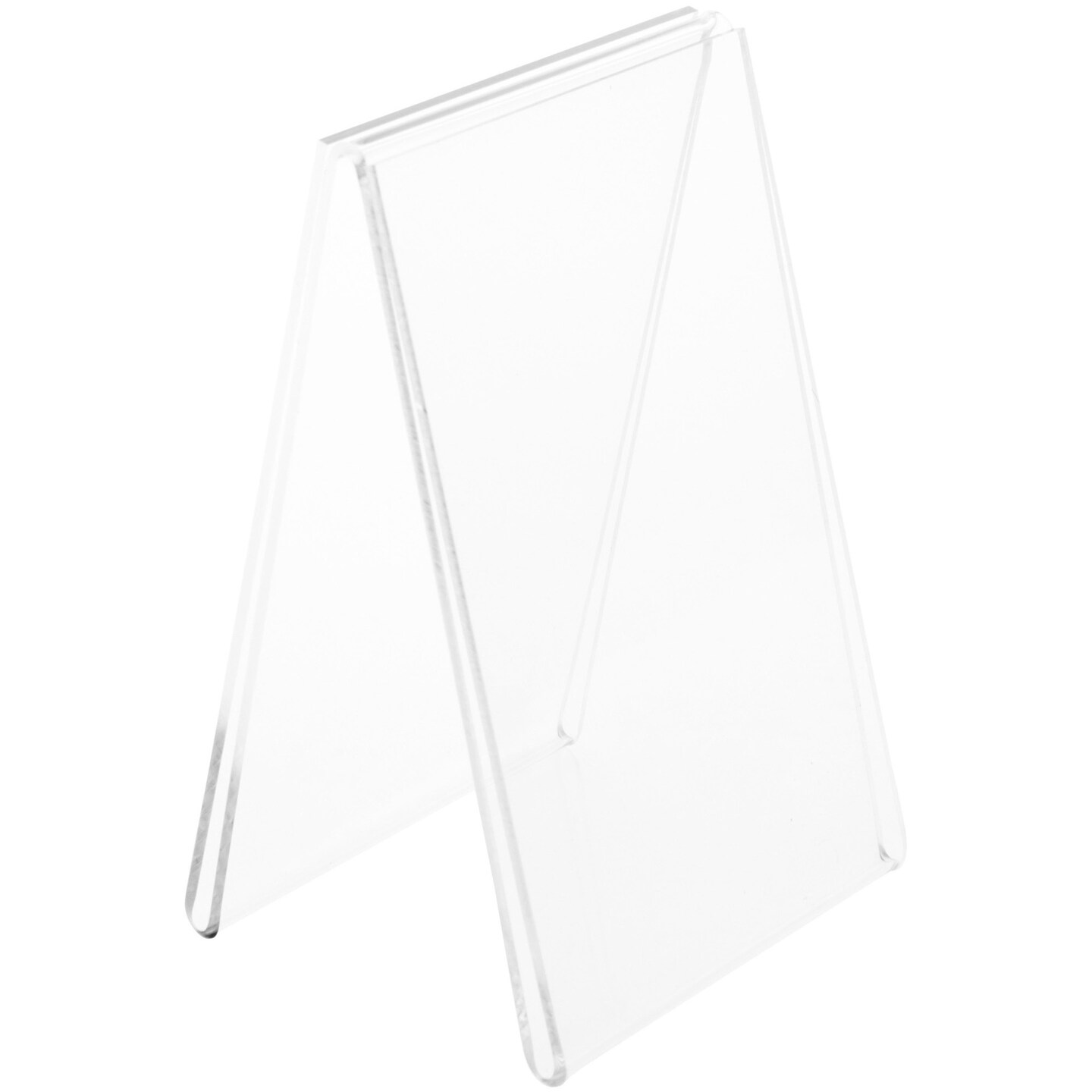Plymor Clear Acrylic Folded A-Frame Holder for 2 Signs or Photo, 5.5&#x22; H x 3.5&#x22; W x 3&#x22; D
